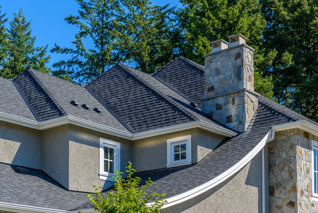 Completed roof replacement on a two-story home